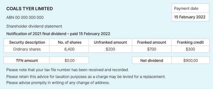 Dividend Or Distribution Statement | Australian Taxation Office