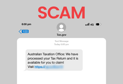 A scam email telling recipients that they have an outstanding refund from myGov. It asks them to open a link to accept their refund.
