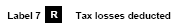 Label 7 R Tax losses deducted