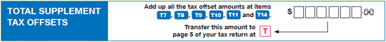 Total supplement tax offsets image from Tax return for individuals (supplementary section) form